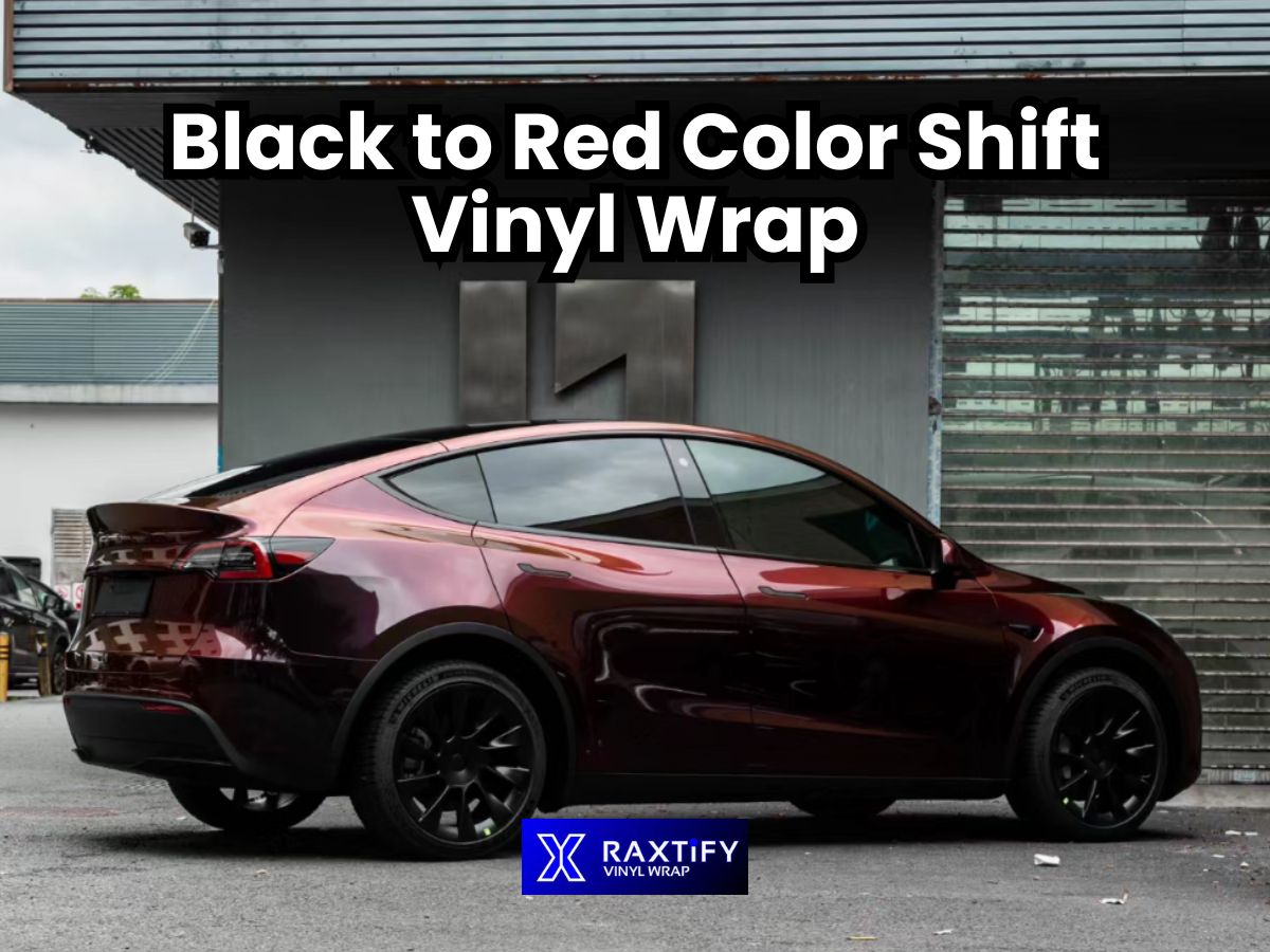 Color Shift Rainbow Drift Black Red Vinyl Wrap