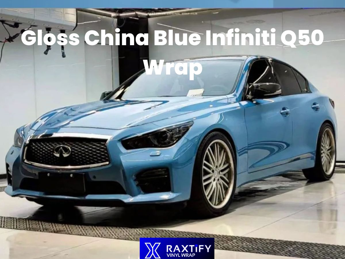 Gloss China Blue Infiniti Q50 Wrap