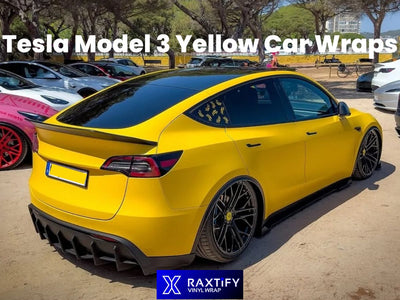 Tesla Model 3 Yellow Car Wraps