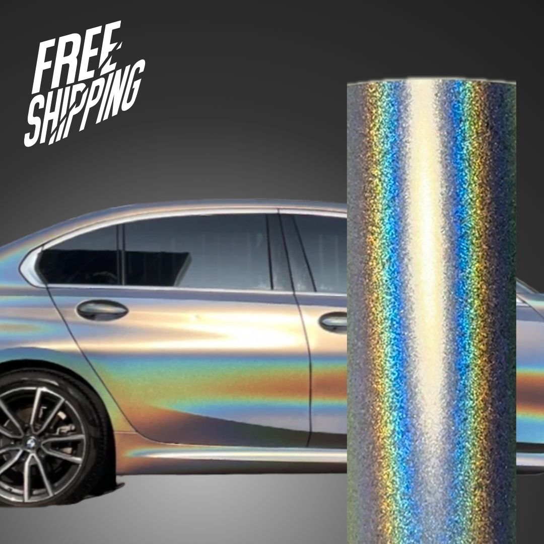 Black/Silver Laser Holographic Chrome Car Styling Wrap Vinyl Film