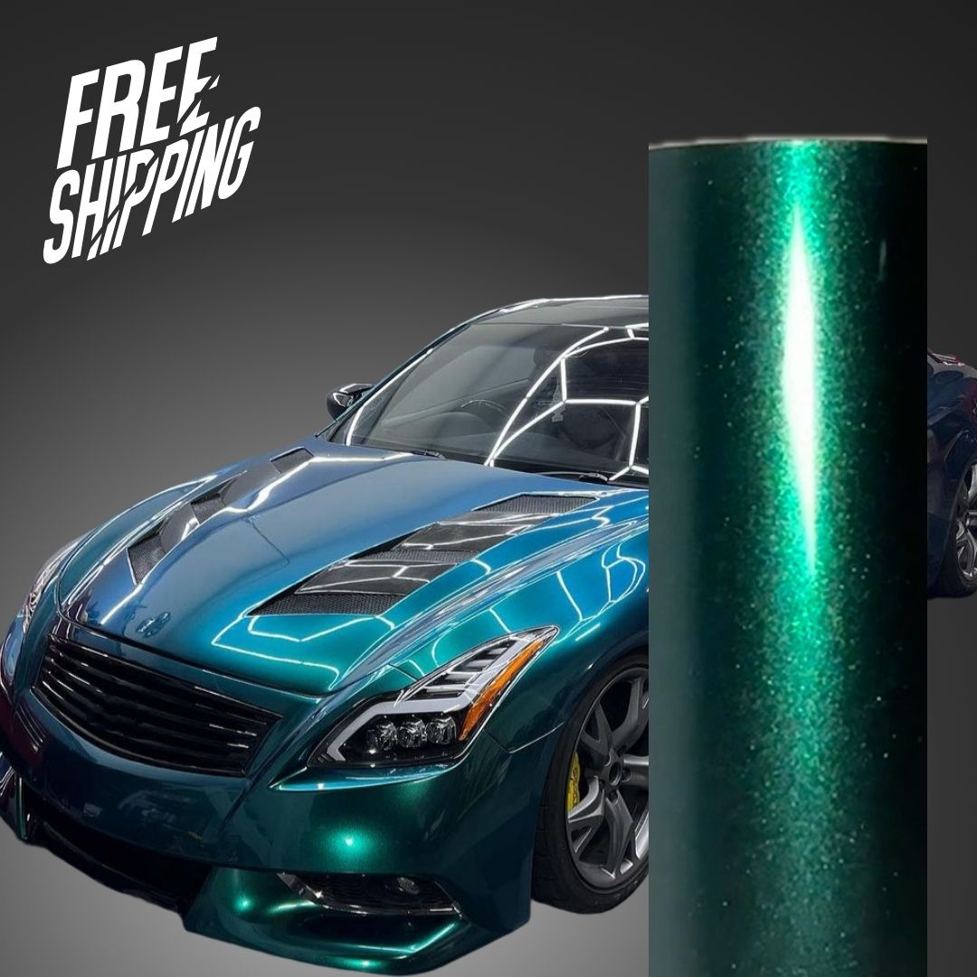 Color Shift Glitter Black Green Car Wrap