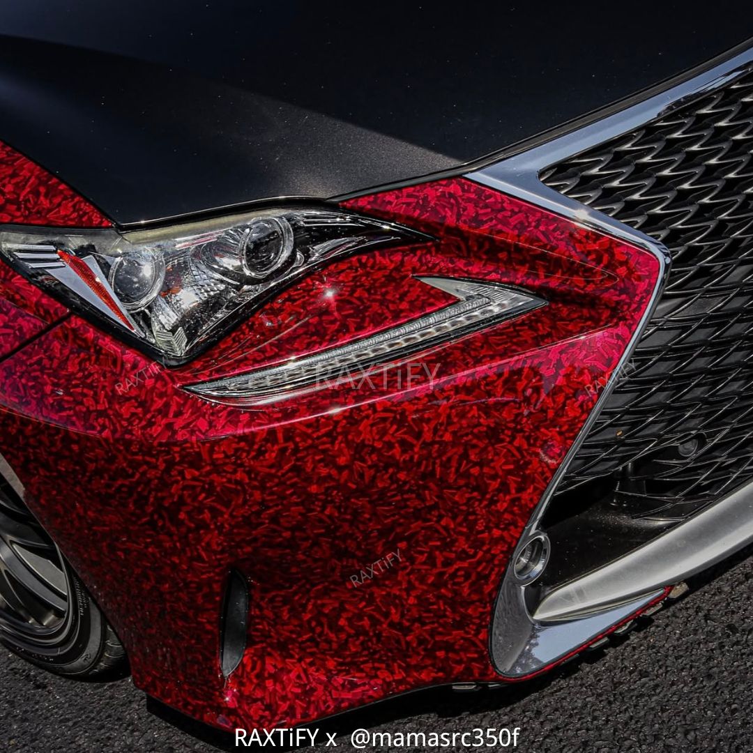 Gloss Black Red Forged Carbon Fiber Vinyl Wrap