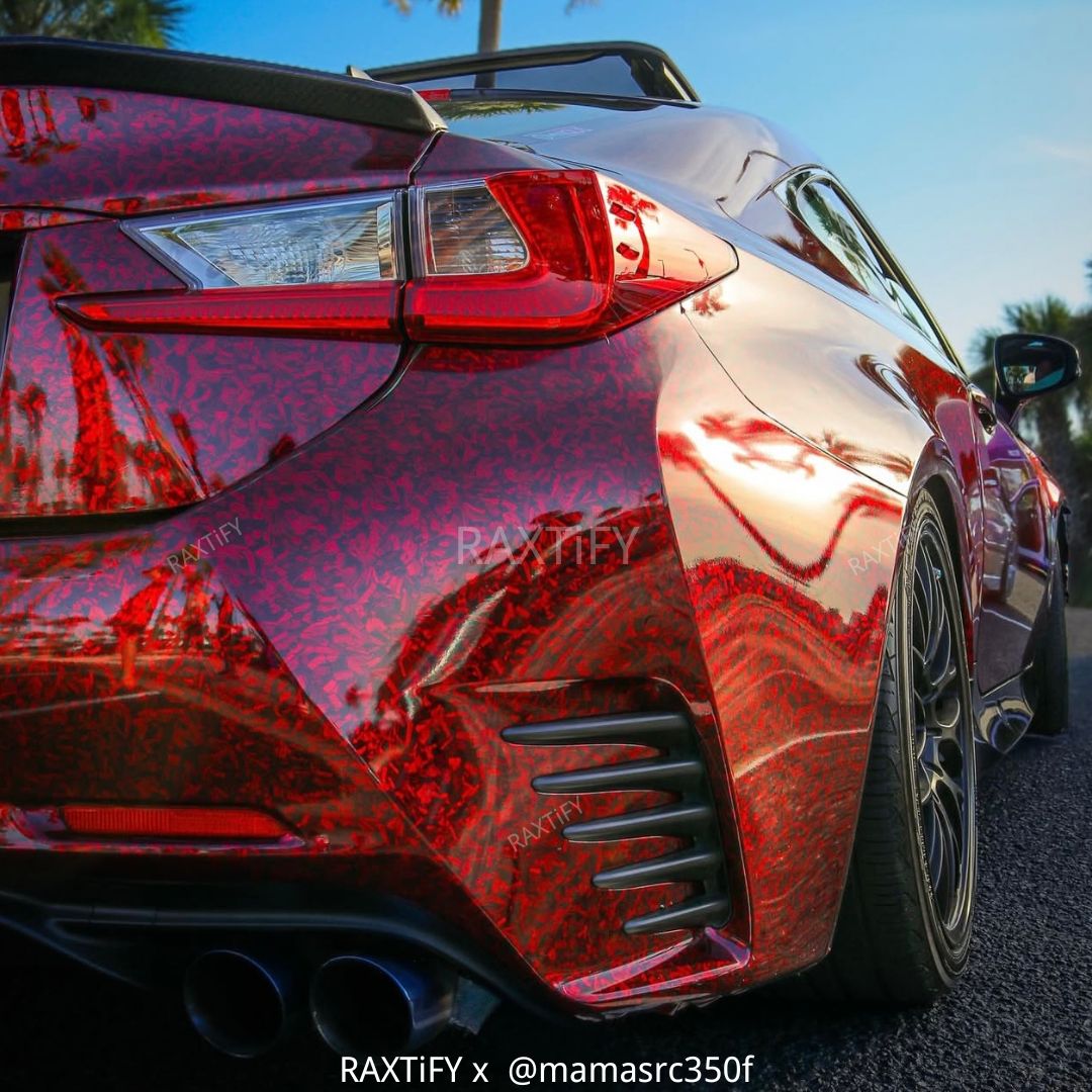 Gloss Black Red Forged Carbon Fiber Vinyl Wrap
