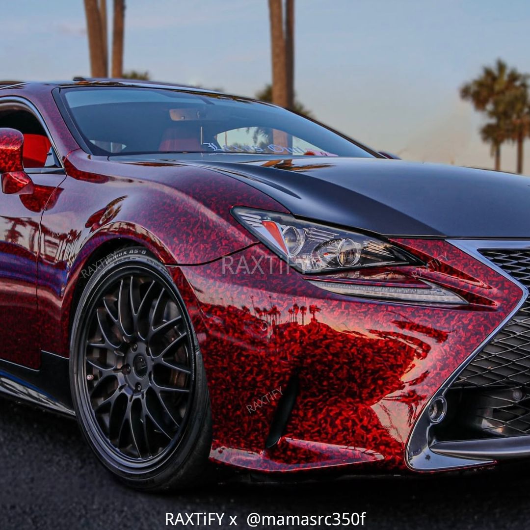 Gloss Black Red Forged Carbon Fiber Vinyl Wrap