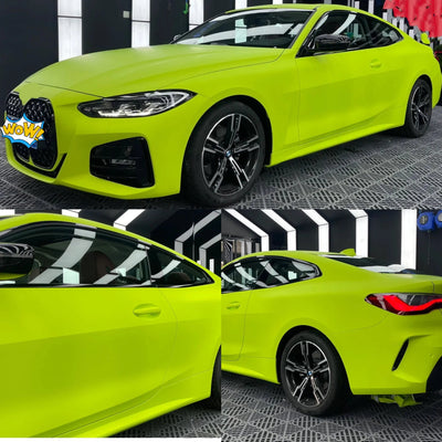 Matte Chartreuse Yellow Vinyl Wrap Car