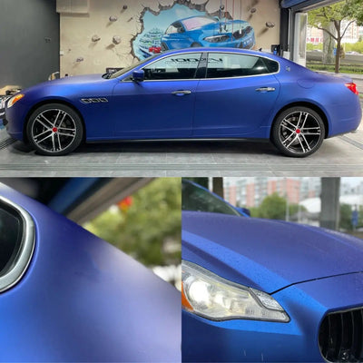 Satin Chrome Blue Vinyl Wrap