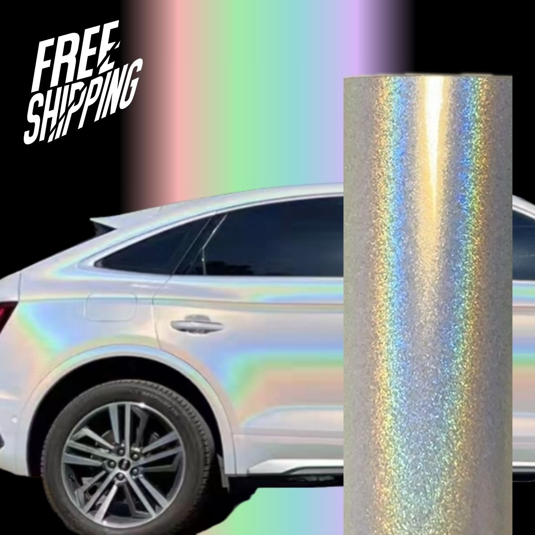 Gloss Metallic Rainbow White Car Vinyl Wrap