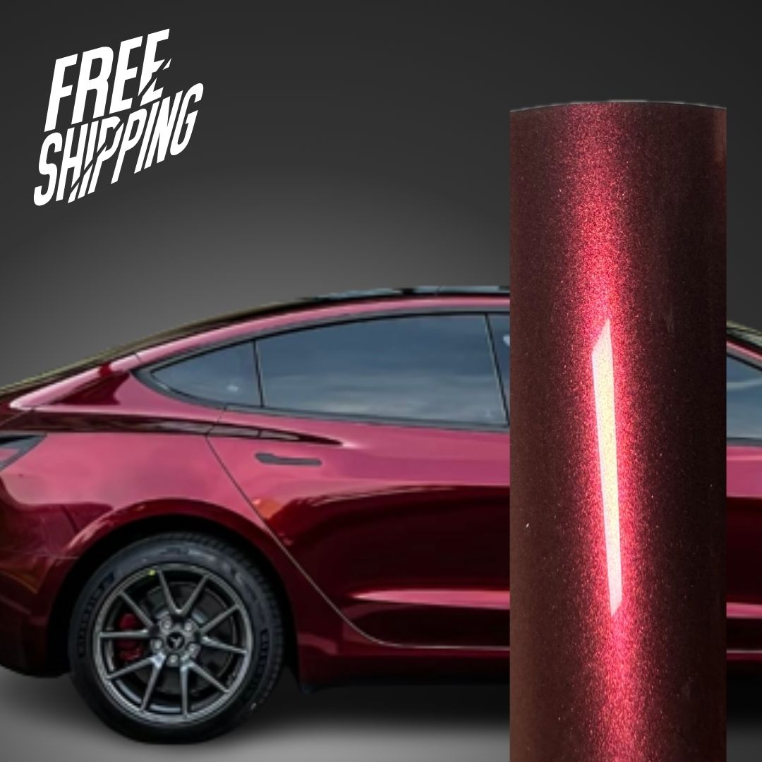 Gloss Metallic Cherry Red Car Wrap Prices PET Liner