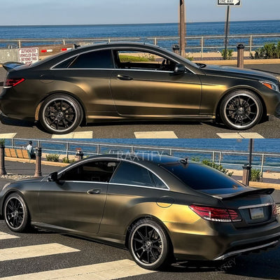 Satin Metallic Brown Gold Vinyl Wrap on Mercedes Benz look