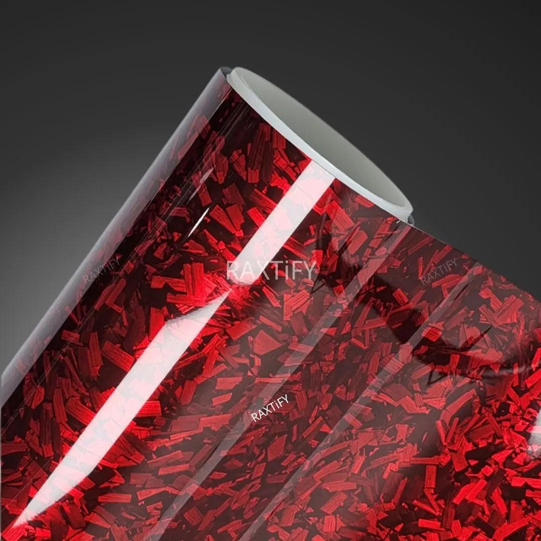 Black Red Forged Carbon Fiber Vinyl Wrap Film