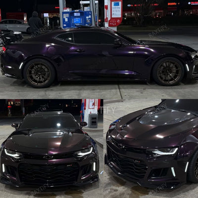 Gloss Metallic Glitter Black Purple Car Wrap camaro look