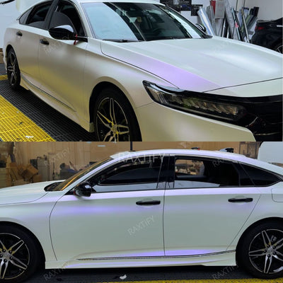 Matte Silk White Purple Car Wrap full look