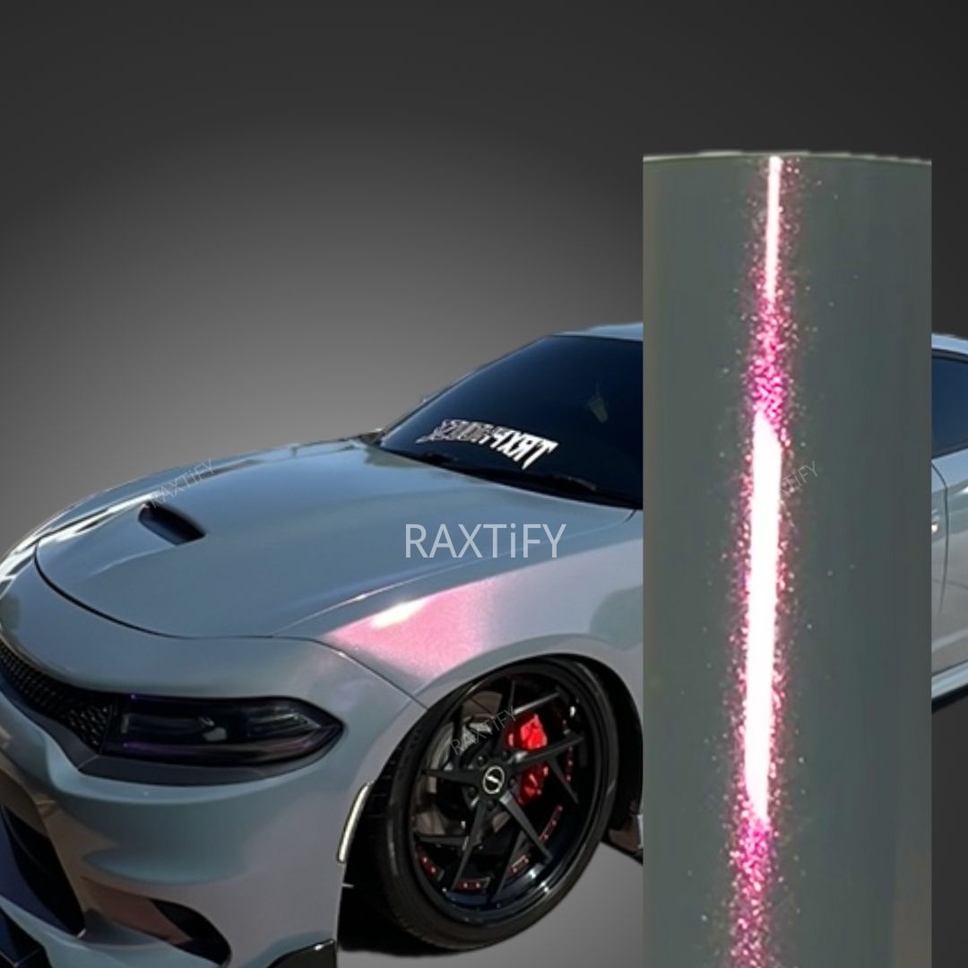 Color Shift Glitter Gray Pink Vinyl Wrap