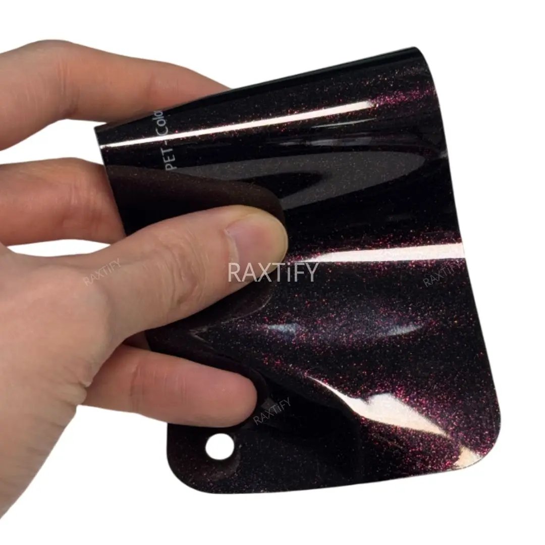 Color Shift Glitter Starry Black Red Vinyl Car Wrap