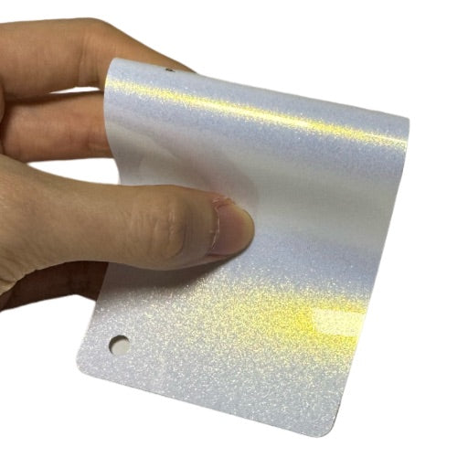 Color Shift Glitter White Gold Vinyl Wrap swatch