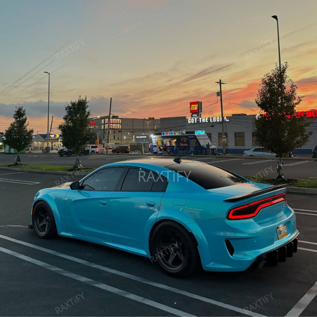 Dodge Charger Color Shift Neon Sky Blue Vinyl Wrap
