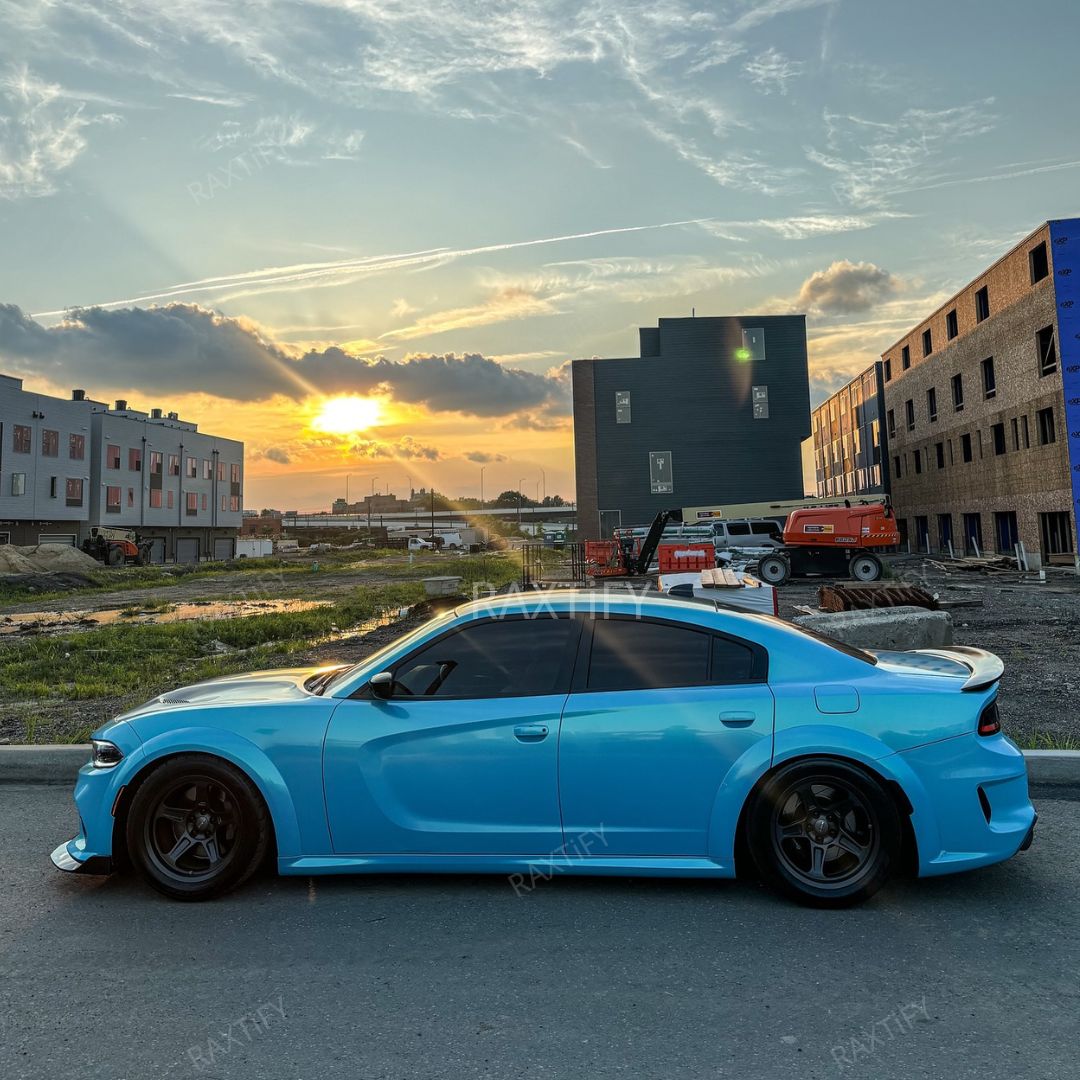Dodge Charger Color Shift Neon Sky Blue Vinyl Wrap