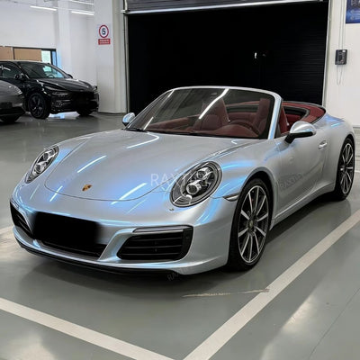 Gloss Cyber Silver Blue Vinyl Wrap Car