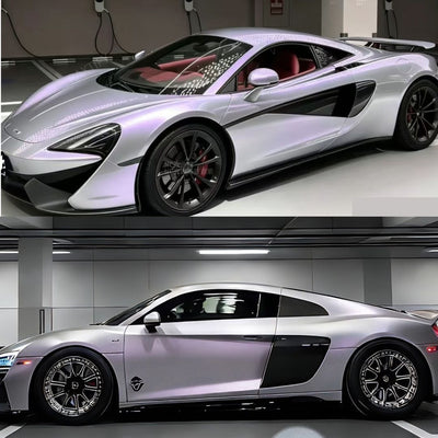 Gloss Cyber Silver Purple Vinyl Wrap full look