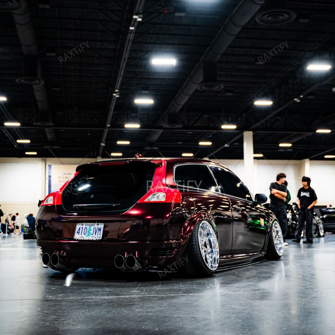 Gloss Metallic Black Red Car Wrap