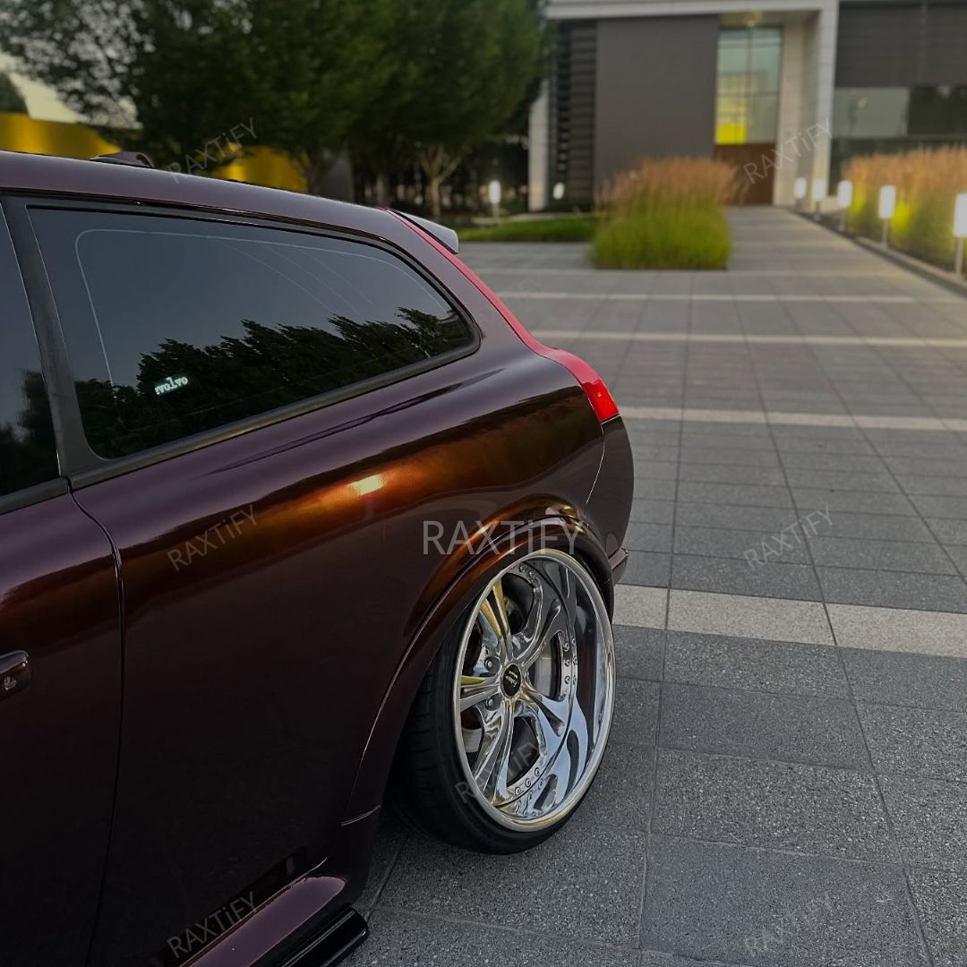 Gloss Metallic Black Red Car Wrap