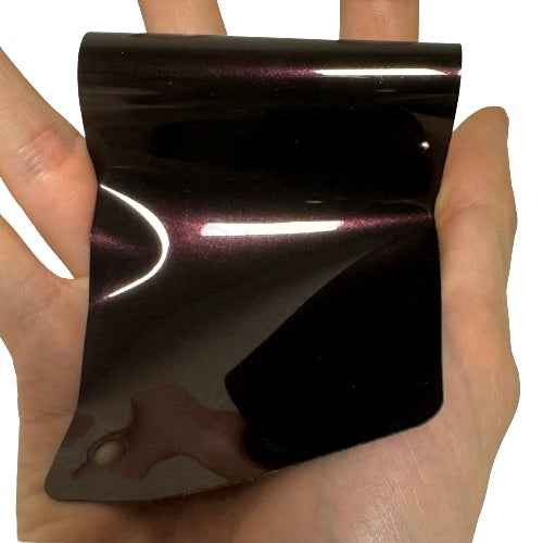 Gloss Metallic Black Red Car Wrap swatch card