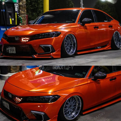 Honda Civic Gloss Metallic Lava Orange Vinyl Wrap look