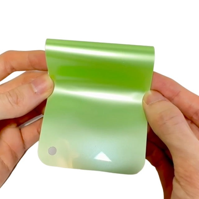 Gloss Metallic Light Green Vinyl Wrap swatch card