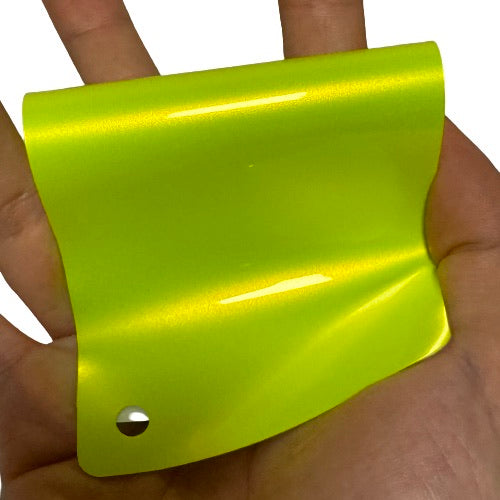 Gloss Metallic Neon Yellow Vinyl Wrap swatch card