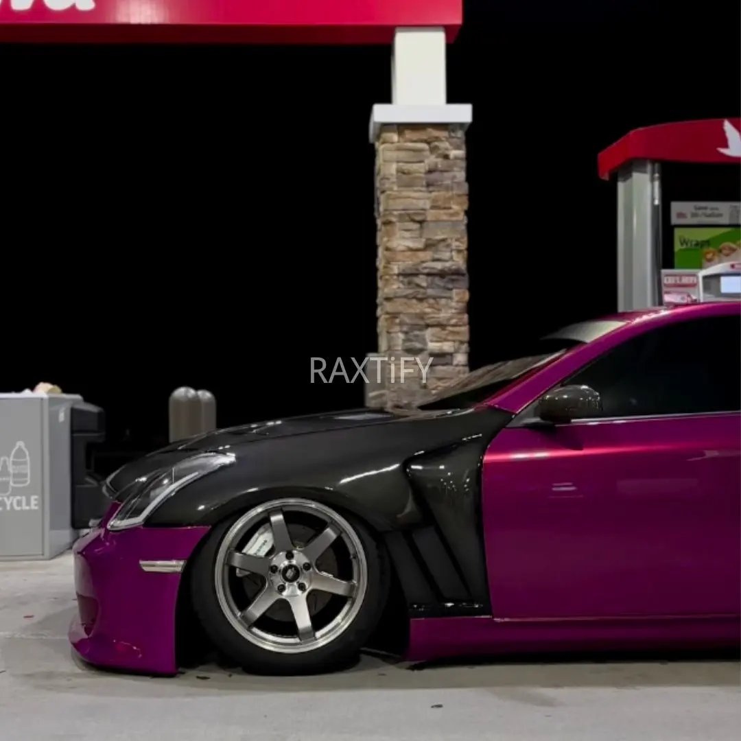 Close-up of Gloss Metallic Rose Red Vinyl Wrap