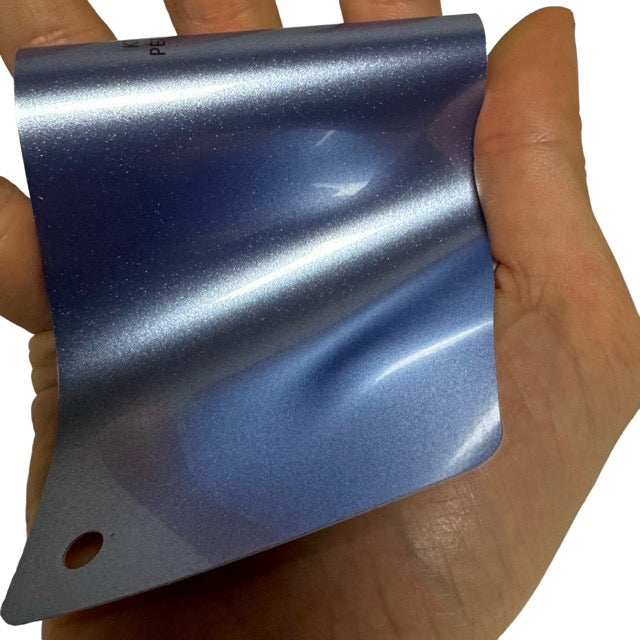 Gloss Metallic Silver Lake Blue Vinyl Wrap Card