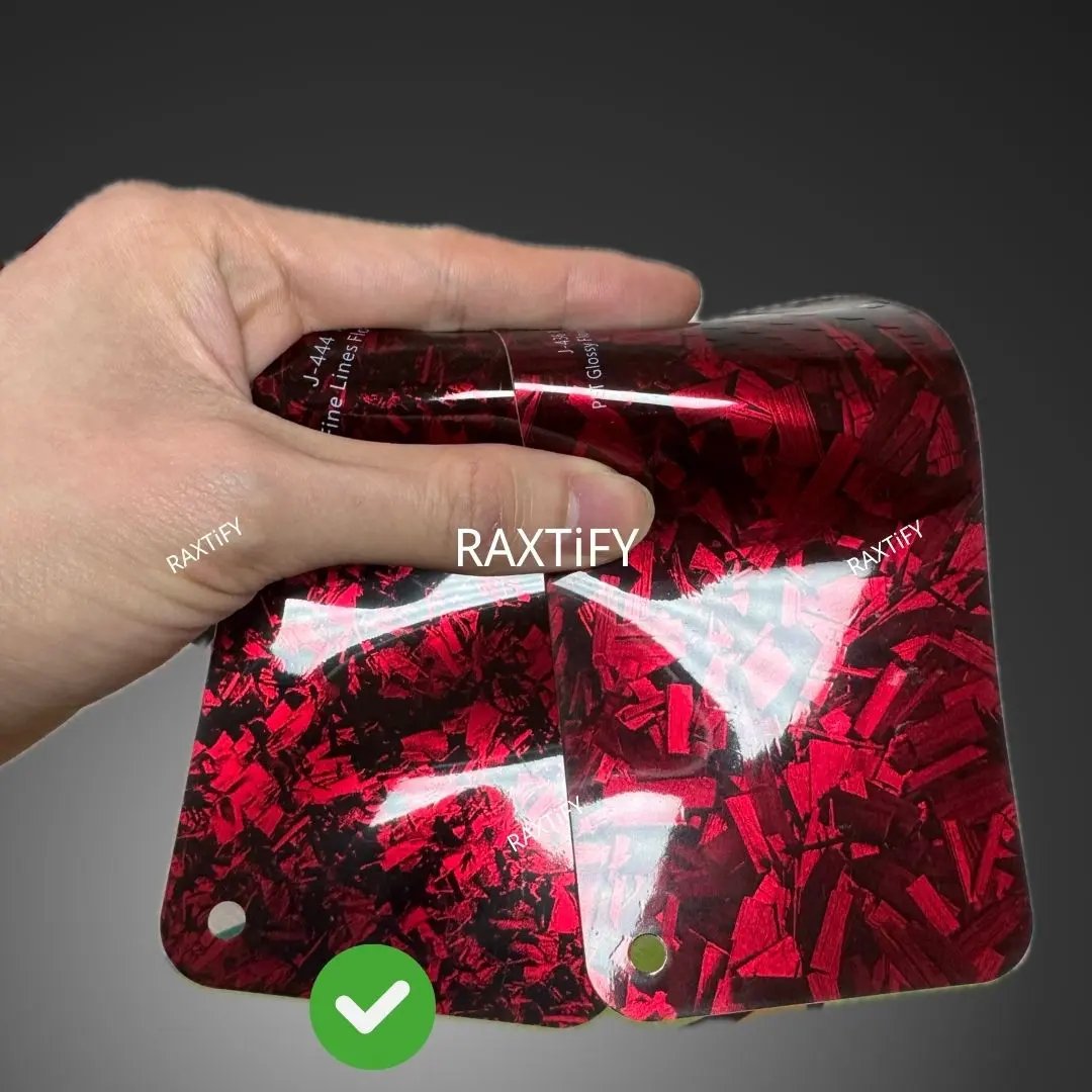 Gloss Mini Black Red Forged Carbon Fiber Vinyl Wrap