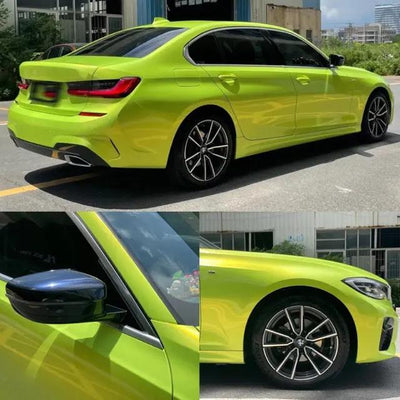 Gloss Metallic Neon Yellow Vinyl Wrap Car