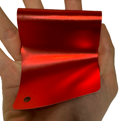 Satin Chrome Prismatic Red Vinyl Wrap