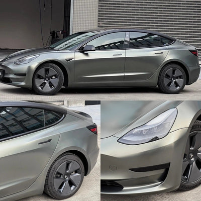 Satin Metallic Brown Gray Vinyl Wrap raxtify