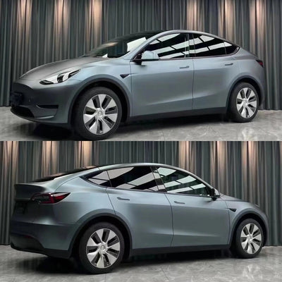 Satin Chrome Silk Gray Blue Vinyl Wrap raxtify