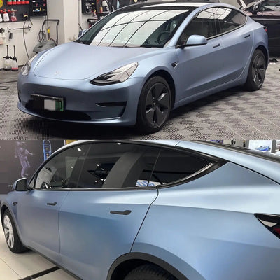 Satin Chrome Saint Mist Blue Vinyl Wrap raxtify