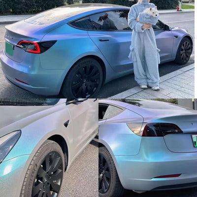 Color Shift Glitter Blue Silver Vinyl Wrap