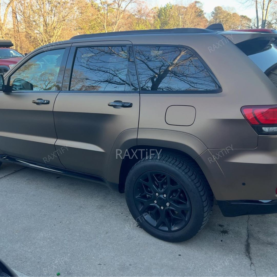 Satin Chrome Coffee Brown Car Wrap jeep back look