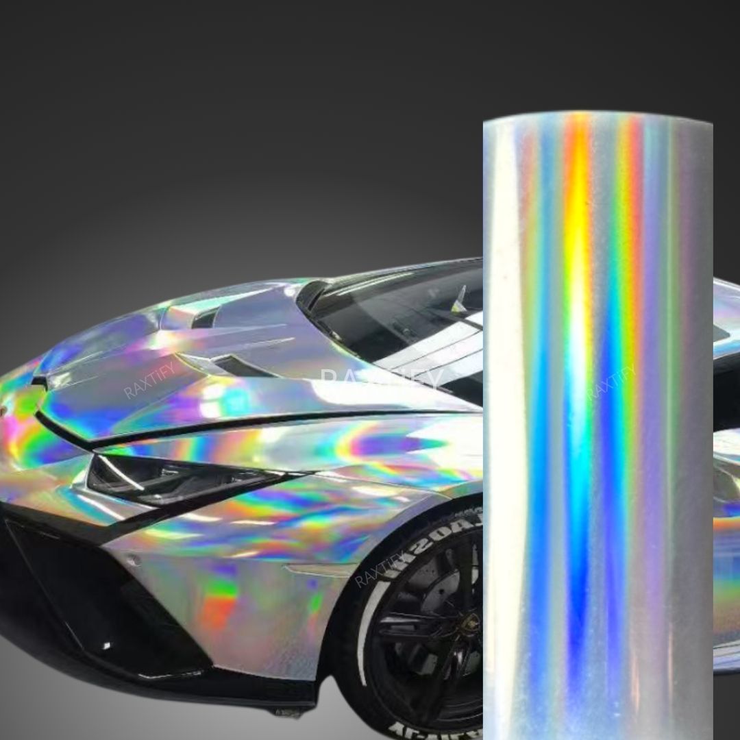 Rainbow Laser Chrome Silver Vinyl Wrap – RAXTiFY