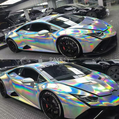 Rainbow Laser Chrome Silver Vinyl Wrap