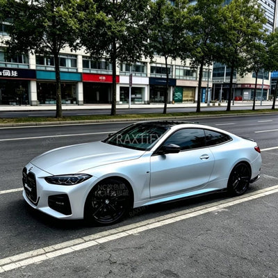 Satin Cyber Silver Blue Vinyl Wrap bmw