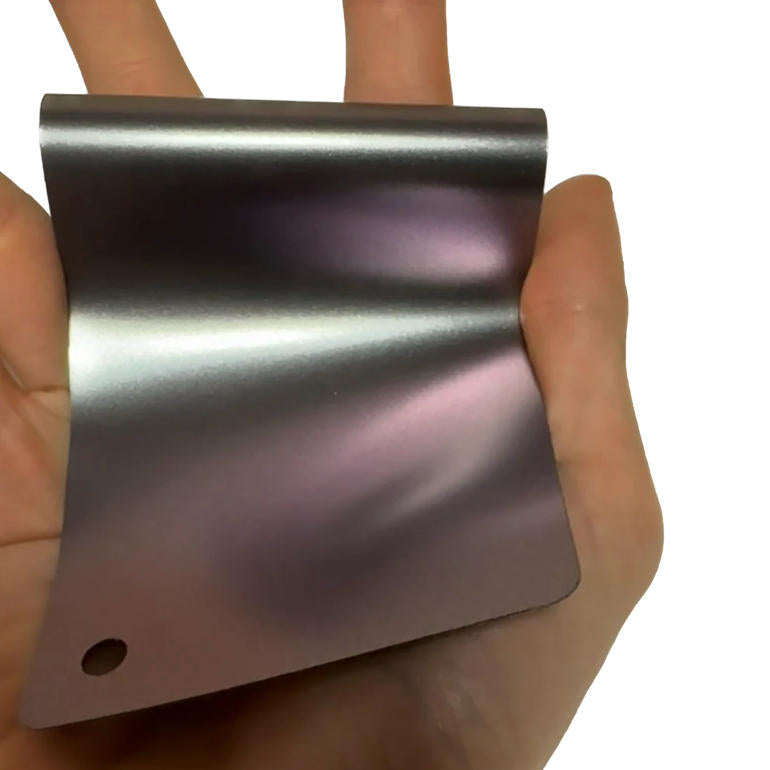 Satin Chrome Gunmetal Purple Vinyl Wrap sample