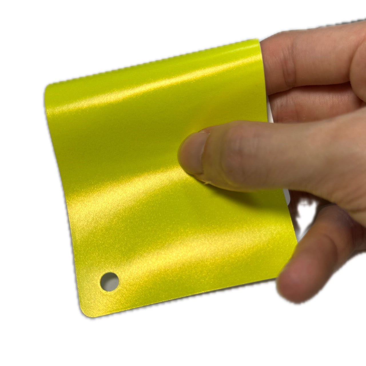 Satin Metallic Neon Yellow Vinyl Wrap sample