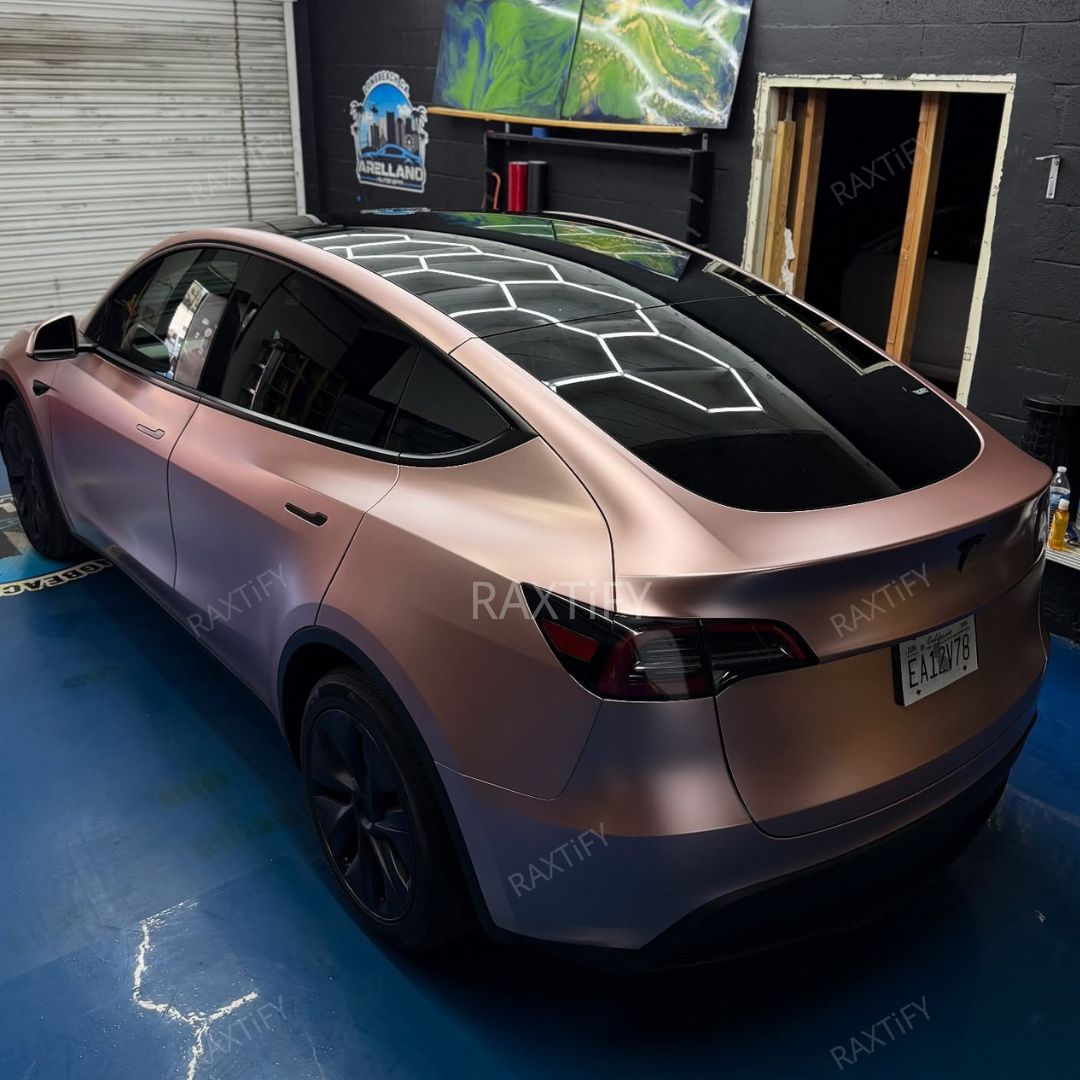 Satin Metallic Rose Gold Car Wrap Tesla
