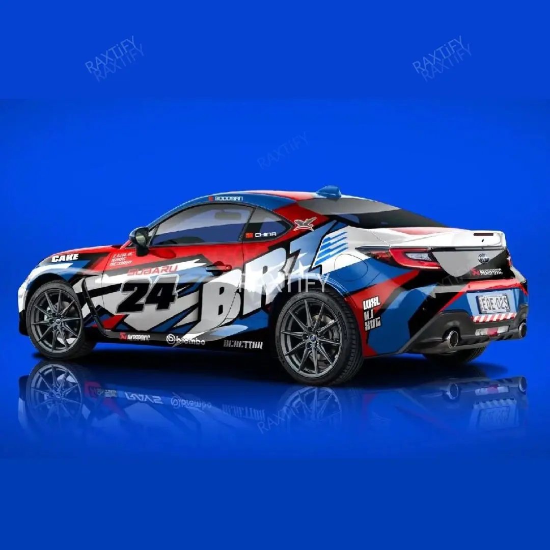 Subaru BRZ Red Blue Race Livery Custom Vinyl Wrap