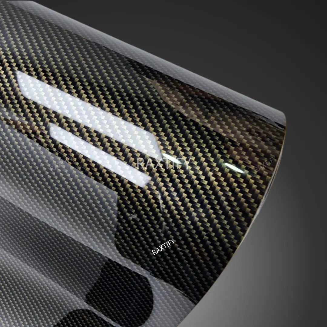 Super Gloss Carbon Fiber Gold Vinyl Wrap