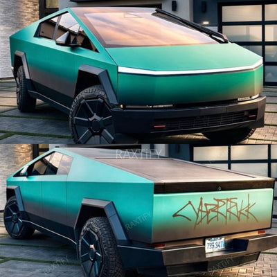 Tiffany To Black Tesla Cybertruck Gradient Wrap Full look