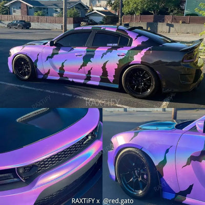 dodge charger featuring Laser Gloss Purple Vinyl Wrap