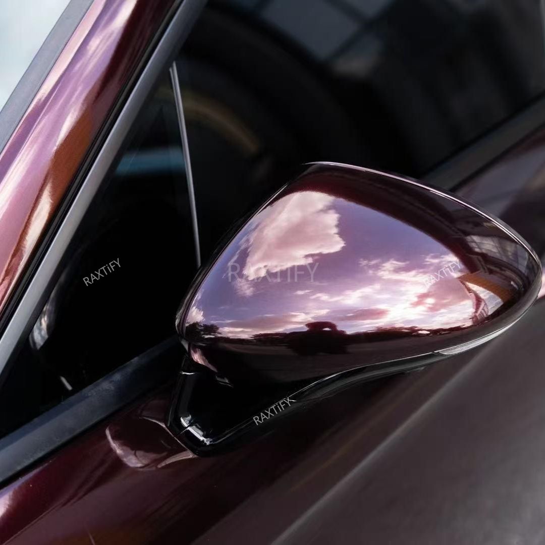 Porsche in Gloss Metallic Burgundy Car Wrap mirror